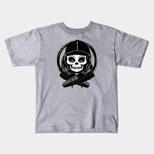 Gongoozler Skull and Narrowboat Black Logo Kids T-Shirt